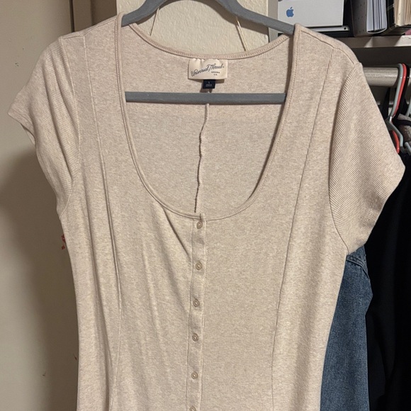 Universal Thread Cream Button-Down Dress - Picture 1 of 5